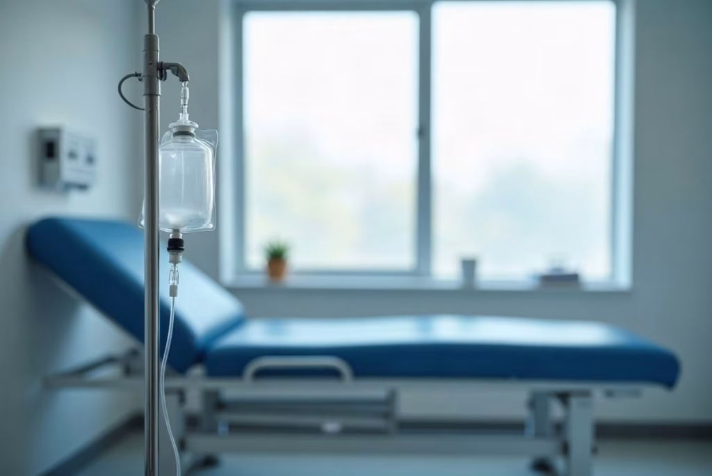 Χώρος χορήγησης ενδοφλέβιας θεραπείας με θεραπευτική πολυθρόνα και ορό